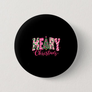 Cute girly coquette pink christmas tree for kids 6 cm round badge