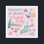 Cute Girly Custom 21st Birthday Cocktails Napkin<br><div class="desc">Cute girly chaotic cocktail party napkins to personalise with Birthday girls's name and party date.</div>