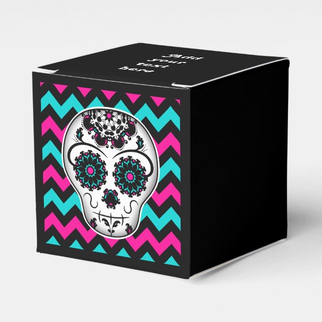 Cute girly day of the dead sugar skull favour favour box (Front Side)