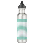 Cute Girly  Dog On Mint & White Stripes 710 Ml Water Bottle (Right)