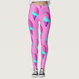 Cute Girly Doll Colour Pink Blue Ice Cream Pattern Leggings