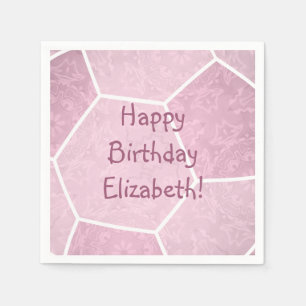cute girly dusty pink soccer birthday party napkin