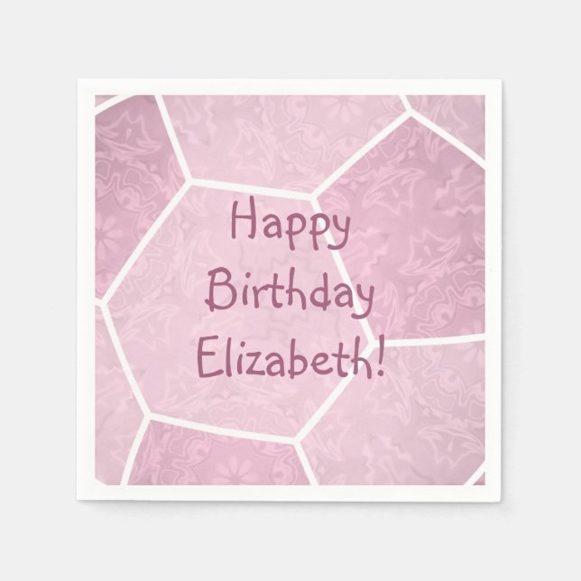 cute girly dusty pink soccer birthday party napkin (Front)