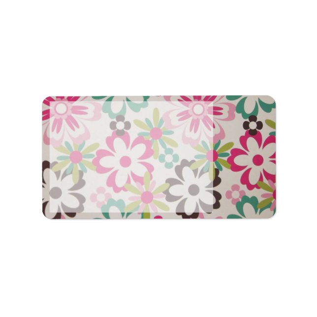 Cute girly elegant colourful spring flowers shapes label (Front)