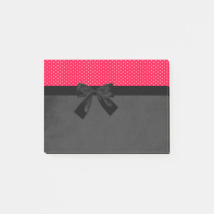 Cute Girly Elegant Red Polka Dots -Black Bow Post-it Notes