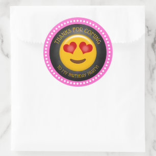 Cute Girly Emoji Birthday Thank You Classic Round Sticker