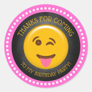 Cute Girly Emoji Birthday Thank You Classic Round Sticker