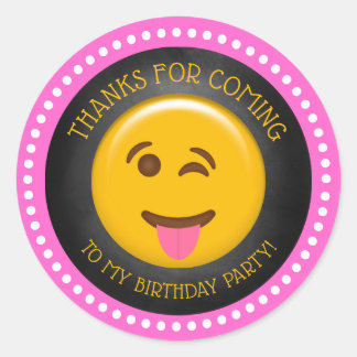 Cute Girly Emoji Birthday Thank You Classic Round Sticker