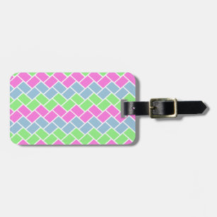 Cute girly  fashionable zigzag rectangles pattern luggage tag