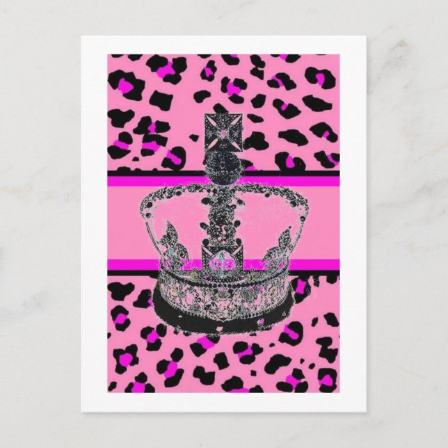 Cute Girly fashionista hot pink leopard print Postcard (Front)