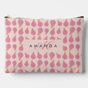 Cute Girly Feminine Pear Monogrammed Initial Gifts Accessory Pouch