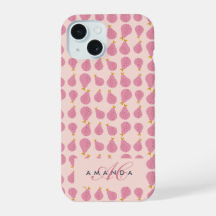 Cute Girly Feminine Pear Monogrammed Initial Gifts iPhone 15 Case