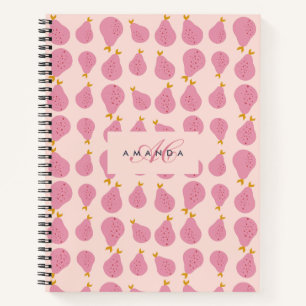 Cute Girly Feminine Pear Monogrammed Initial Gifts Notebook