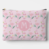 Cute Girly Flamingo and Bikini Pink Monogram