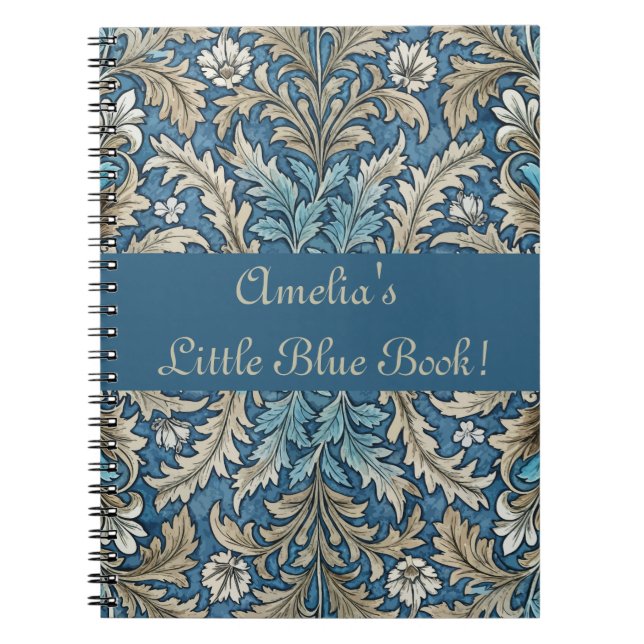 Cute Girly Floral Art Nouveau Wallpaper Pattern Notebook (Front)