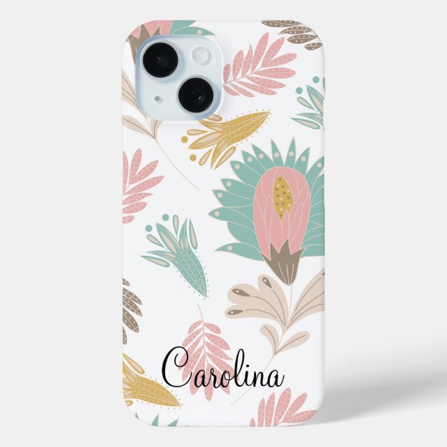 cute girly floral botanical monogrammed pattern Case-Mate iPhone case (Back)