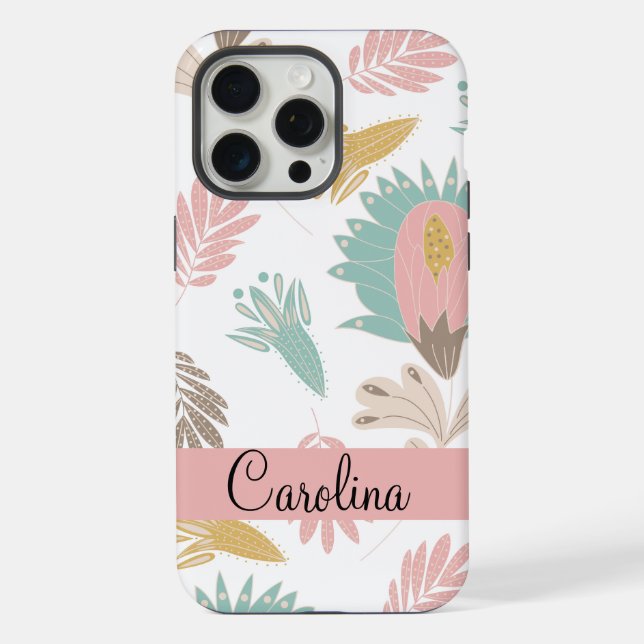 cute girly floral botanical monogrammed pattern iPhone case (Back)