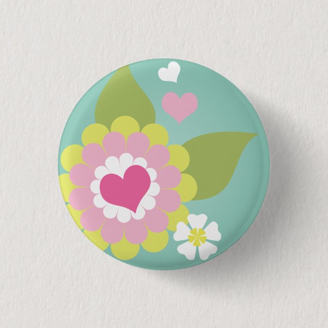 Cute girly flower 3 cm round badge (Front)