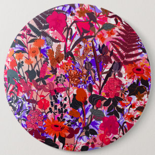 Cute girly flowers pattern 6 cm round badge