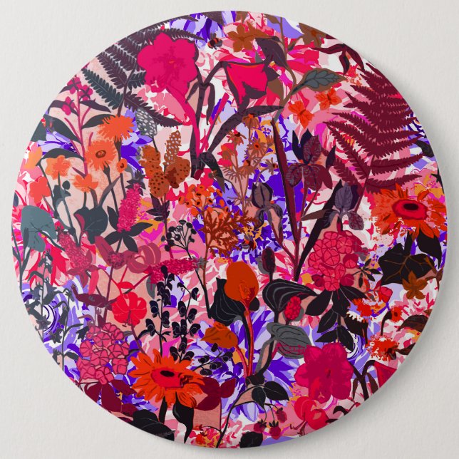Cute girly flowers pattern 6 cm round badge (Front)