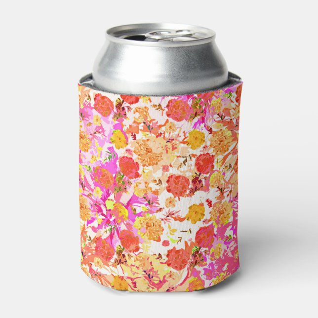 Cute girly flowers pattern can cooler (Can Front)