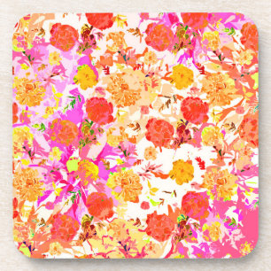 Cute girly flowers pattern coaster