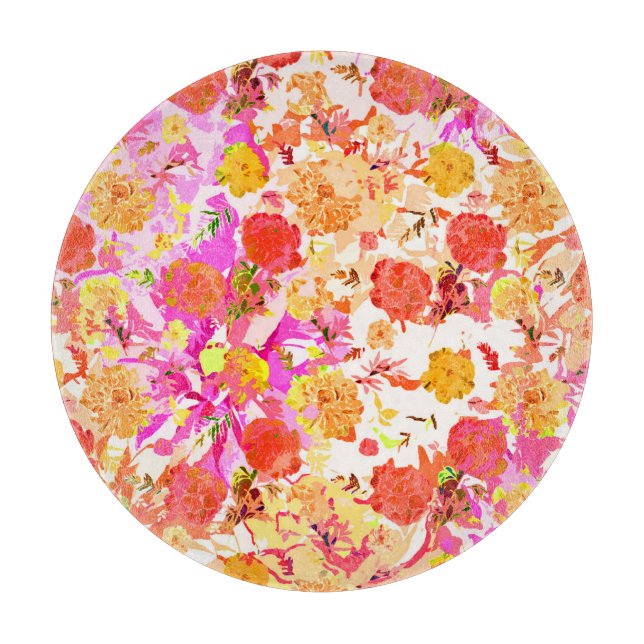 Cute girly flowers pattern cutting board (Front)