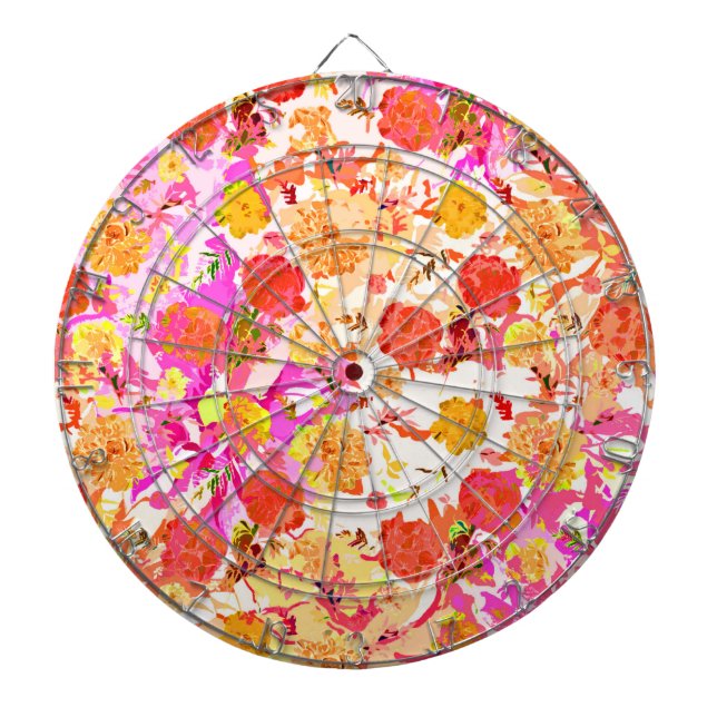 Cute girly flowers pattern dartboard (Front)