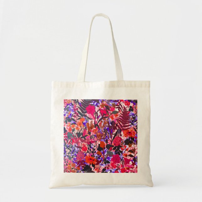 Cute girly flowers pattern tote bag (Front)