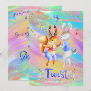 Cute Girly Forest Animals Ballroom Dancing Invitation