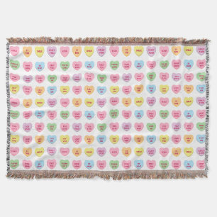 Cute girly fun custom conversation hearts pattern throw blanket