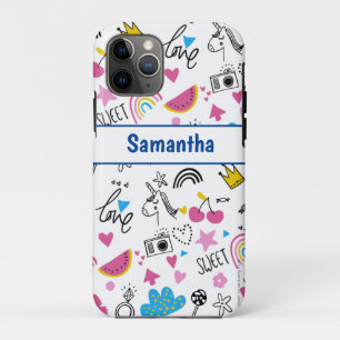Cute Girly Fun Unicorn Rainbow Stars Butterflies iPhone 11 Pro Case
