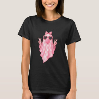 Cute Girly Ghost Blowing Bubble Pink Retro Ghost T-Shirt