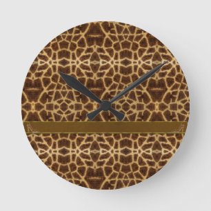 Cute Girly Giraffe Pattern Animal Print & Stiletto Round Clock