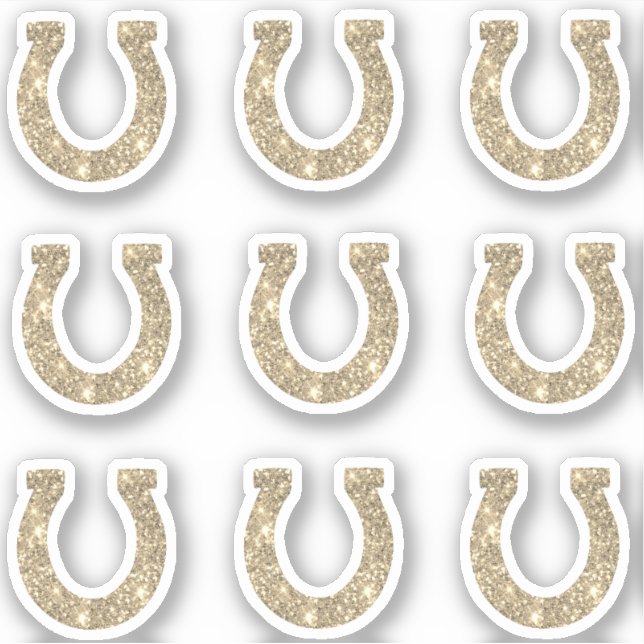 Cute Girly Glam Gold Glitter Horseshoe Set (Front)