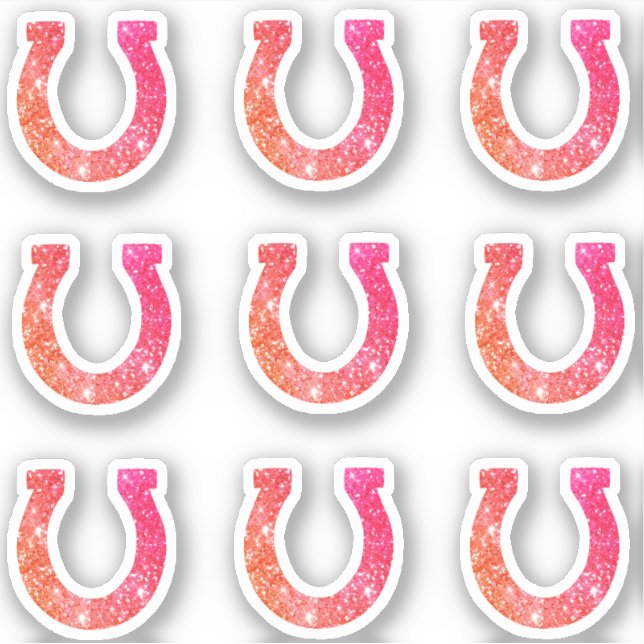 Cute Girly Glam Pink Glitter Horseshoe Set (Front)