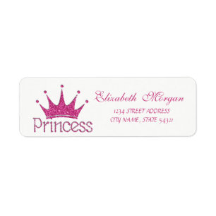 Cute  Girly Glittery Tiara,Princess Address Label