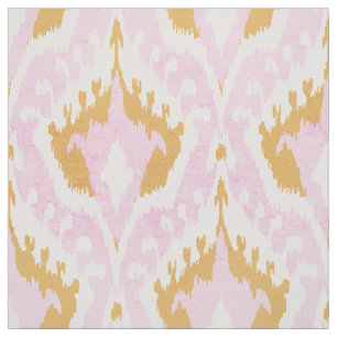Cute girly gold and pink ikat tribal pattern fabric