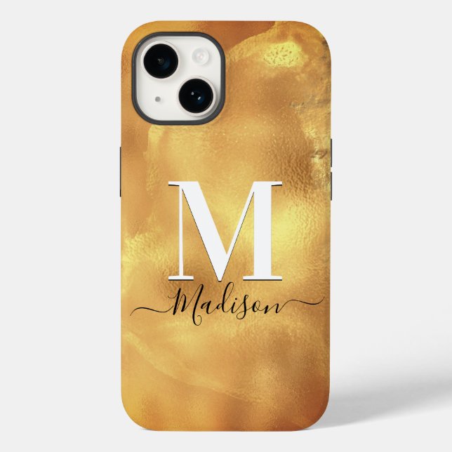 Cute girly gold marble art monogram  Case-Mate iPhone case (Back)