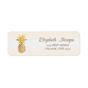 Cute  Girly Gold Pineapple  Address Label
