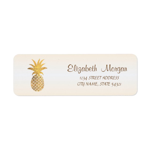 Cute  Girly Gold Pineapple  Address Label (Front)