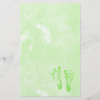 Cute Girly Green New Baby Footprints