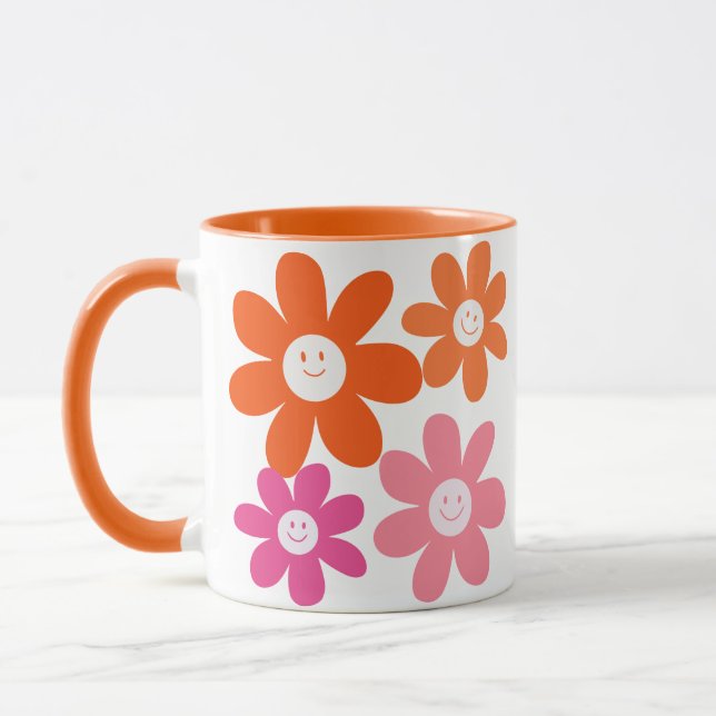 Cute Girly Happy Flowers Mug (Left)