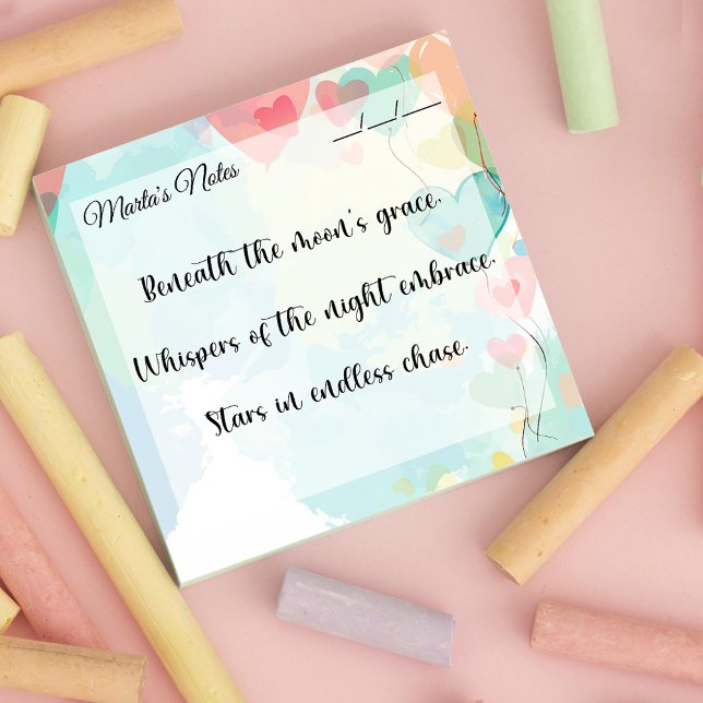 Cute Girly Heart Balloons 3" x 3" Post-it Notes (Creator Uploaded)