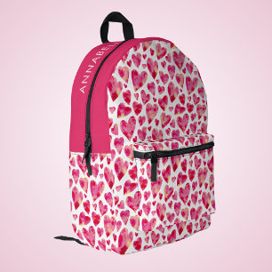 Cute Girly Heart Printed Backpack