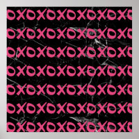 Cute girly hot pink black marble xoxo hugs kisses