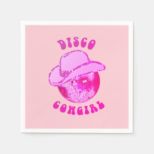 Cute Girly Hot Pink Disco Cowgirl Glitter  Napkin (Front)