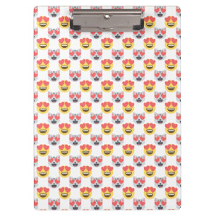 Cute Girly In Love Hearts Cat Emoji Pattern Clipboard