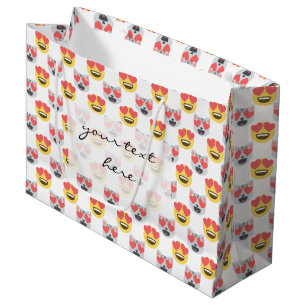 Cute Girly In Love Hearts Cat Emoji Pattern Large Gift Bag