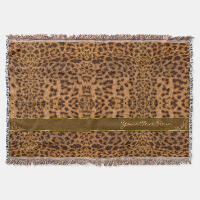 Cute Girly Jaguar Pattern Animal Print & Stiletto Throw Blanket (Front)